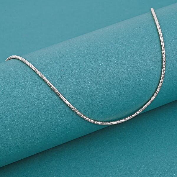 Italian Snake Chain Necklace In Rhodium Over Sterling Silver 9.74 Grams 24 Inches