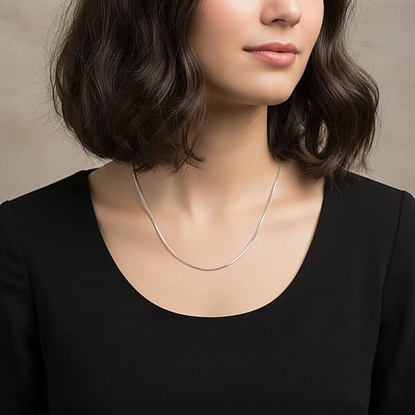 Italian Snake Chain Necklace In Rhodium Over Sterling Silver 9.74 Grams 24 Inches