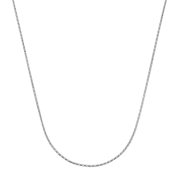 Italian Snake Chain Necklace In Rhodium Over Sterling Silver 9.74 Grams 24 Inches