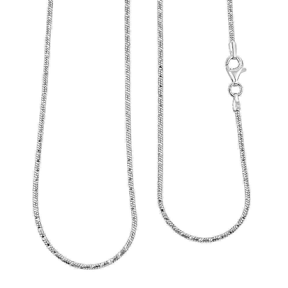 Italian Snake Chain Necklace in Rhodium Over Sterling Silver 9.74 Grams 24 Inches