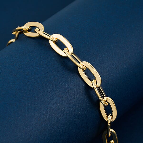Italian Specchio Oval Rolo Chain Bracelet In 10K Yellow Gold (7.50 In) 4.8 Grams