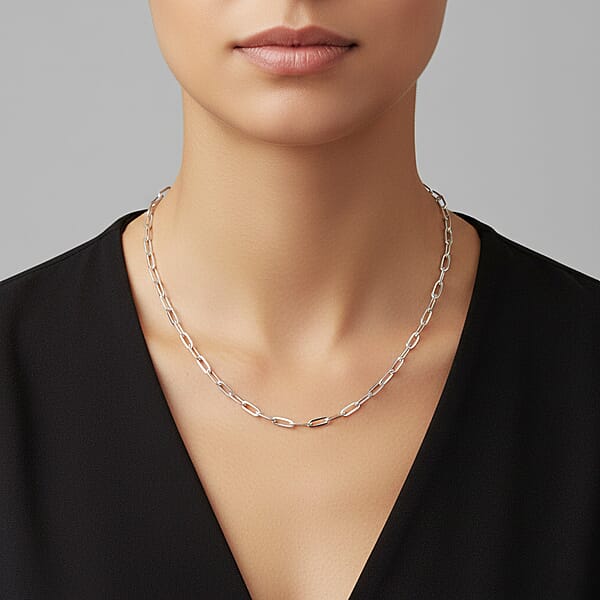 Italian Sterling Silver 3.6mm Paperclip Chain Necklace 24 Inches 12.48 Grams