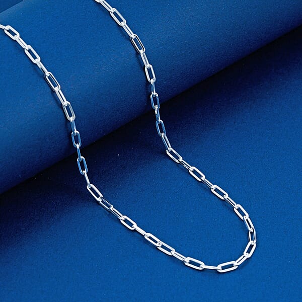 Italian Sterling Silver Paper Clip Chain Necklace (18 Inches) (5.6 Grams)