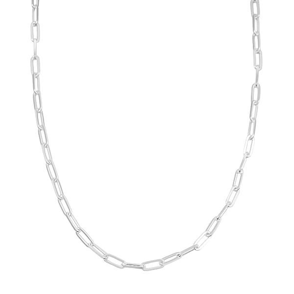 Italian Sterling Silver Paper Clip Chain Necklace (18 Inches) (5.6 Grams)
