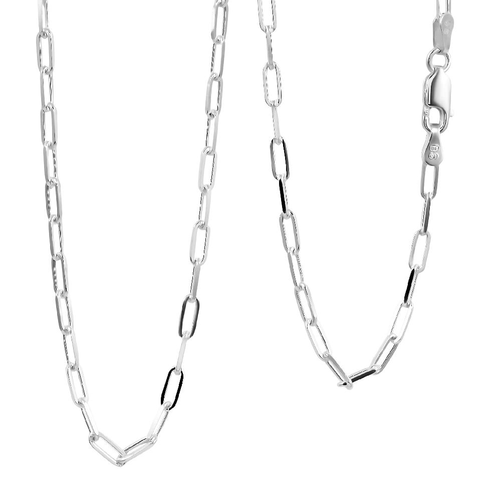 Italian Sterling Silver Paper Clip Chain Necklace (18 Inches) (5.6 Grams)