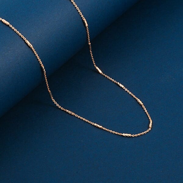 Italian Tube Chain Necklace In 14K Rose Gold Over Sterling Silver 2.60 Grams 20 Inches