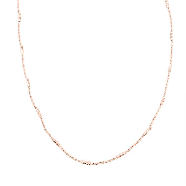 Italian Tube Chain Necklace In 14K Rose Gold Over Sterling Silver 2.60 Grams 20 Inches