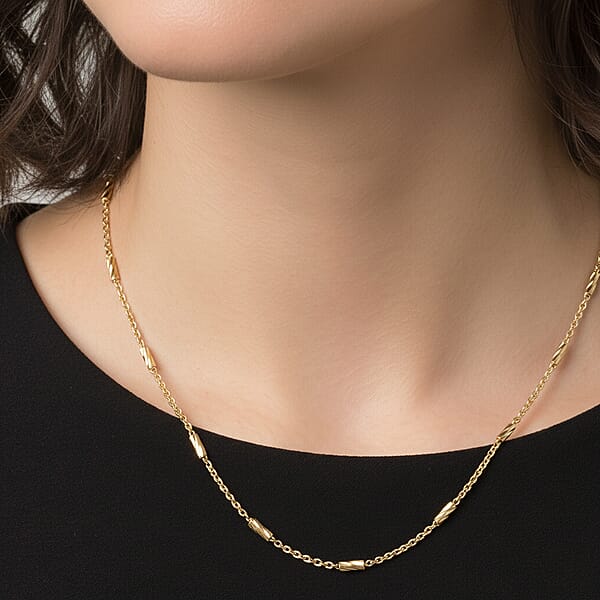Italian Tube Chain Necklace In 14K Yellow Gold Over Sterling Silver 2.70 Grams 20 Inches