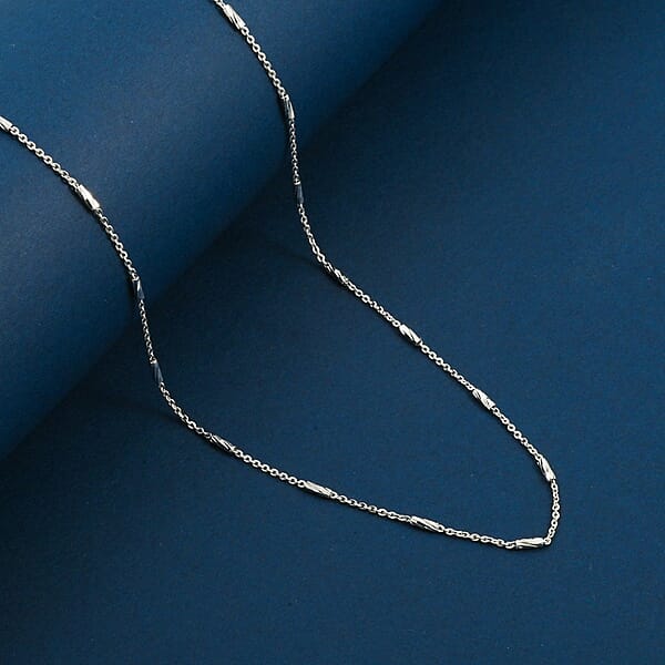 Italian Tube Chain Necklace In Rhodium Over Sterling Silver 2.60 Grams 20 Inches