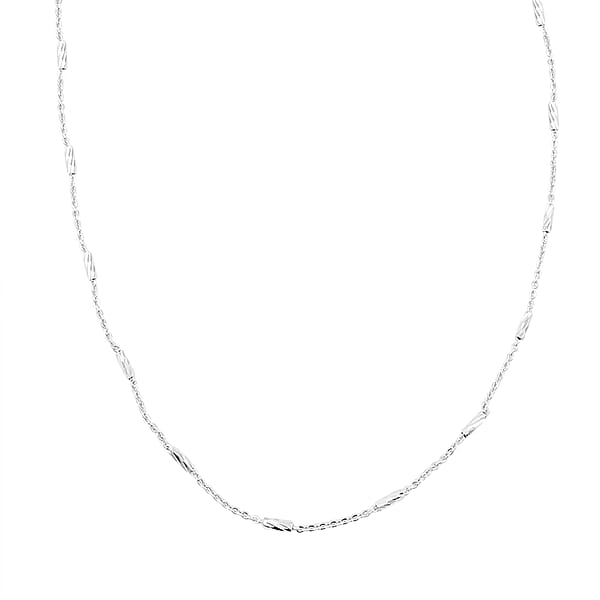 Italian Tube Chain Necklace In Rhodium Over Sterling Silver 2.60 Grams 20 Inches