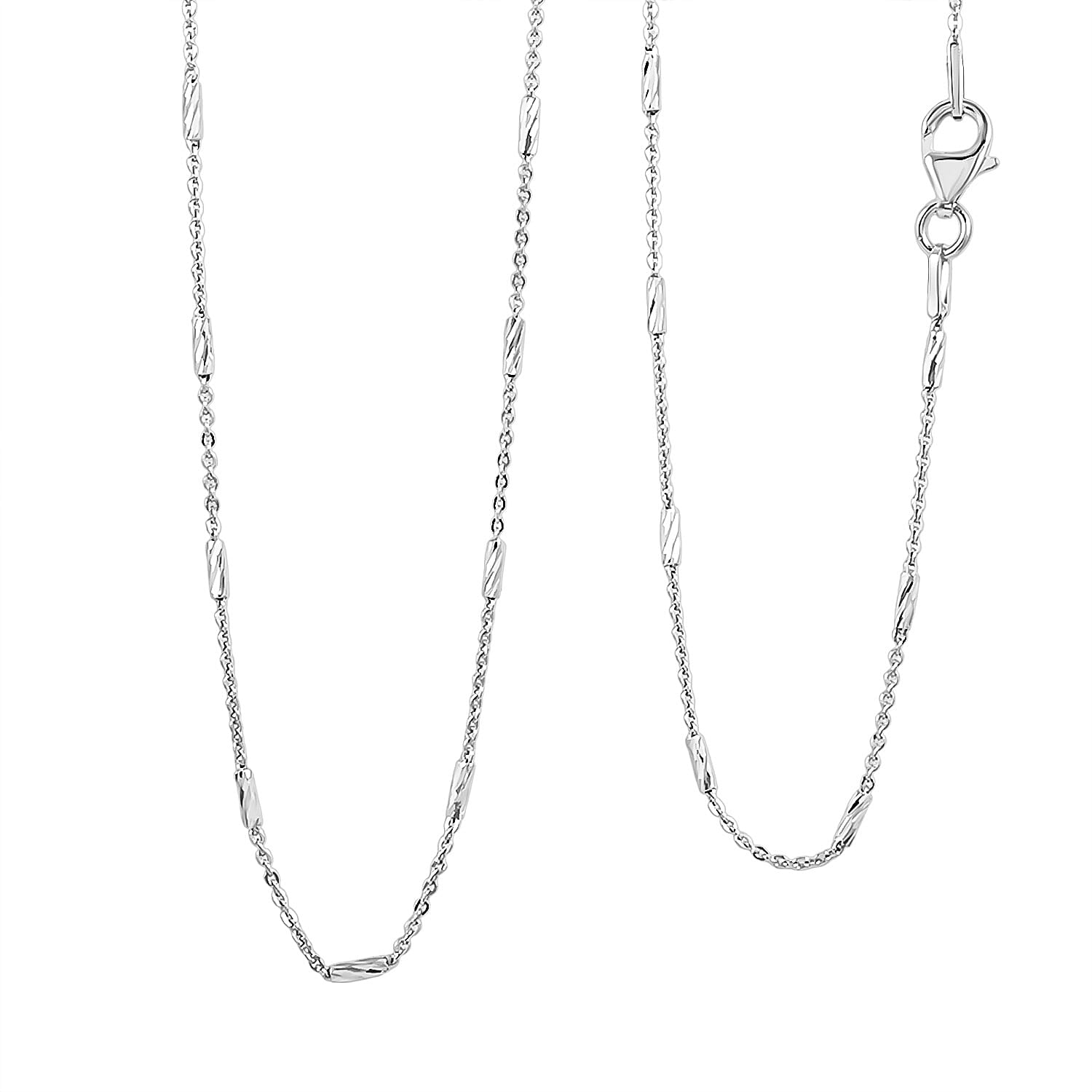 Italian Tube Chain Necklace in Rhodium Over Sterling Silver 2.60 Grams 20 Inches