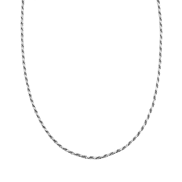 Italian Twisted Link Chain Necklace In Rhodium Over Sterling Silver 8.69 Grams 20 Inches