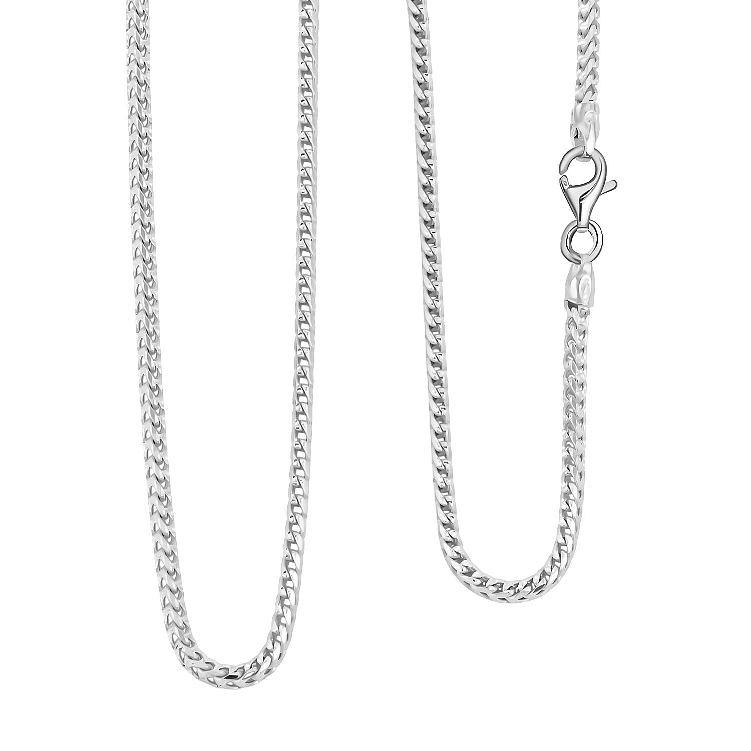 Italian Twisted Link Chain Necklace in Rhodium Over Sterling Silver 8.88 Grams 20 Inches