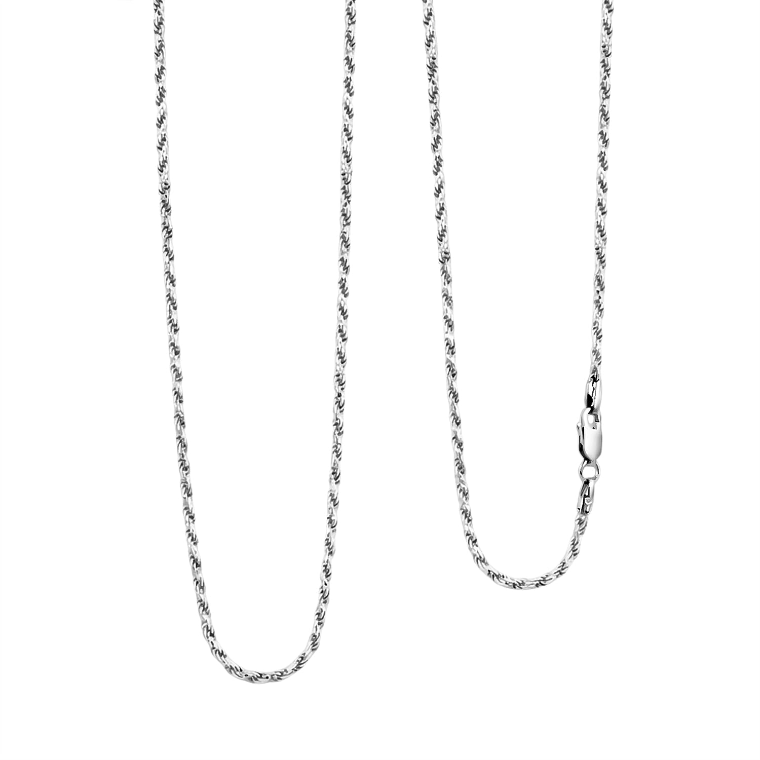 Italian Twisted Link Chain Necklace in Rhodium Over Sterling Silver 8.69 Grams 20 Inches