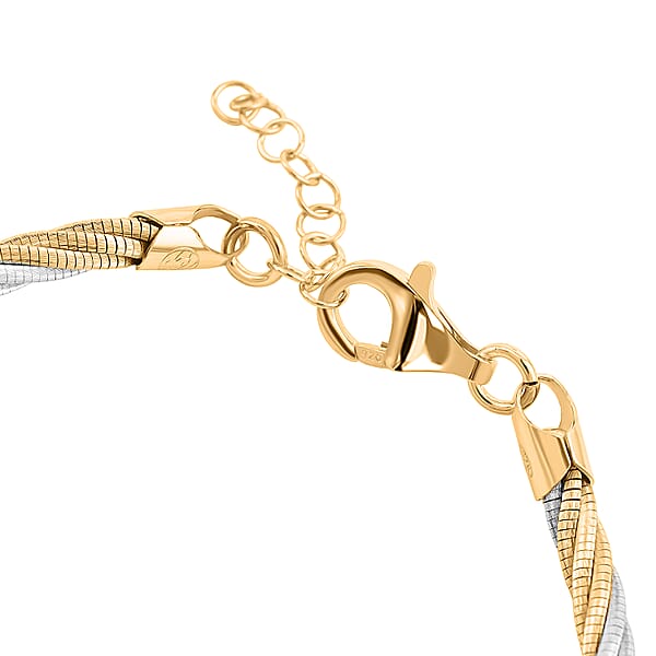 Italian Twisted Omega Chain Bracelet In 14K YG And Rhodium Over Sterling Silver (7.25 In) 8.4 Grams
