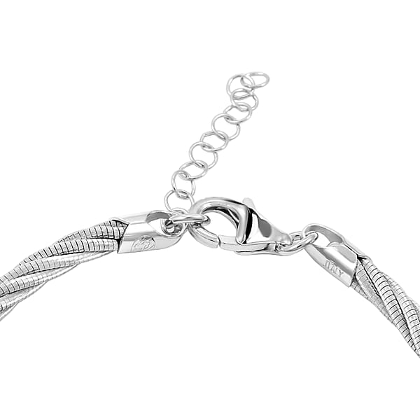 Italian Twisted Omega Chain Bracelet In Rhodium Over Sterling Silver (7.25 In) 9 Grams