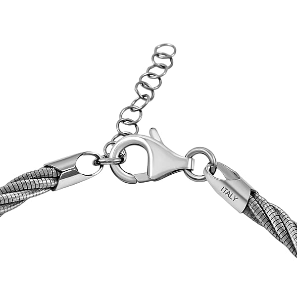 Italian Twisted Omega Chain Bracelet In Sterling Silver (7.25 In) 9.08 Grams