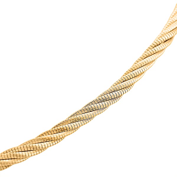 Italian Twisted Omega Chain Necklace In 14K Yellow Gold Over Sterling Silver 17 Inches 18.8 Grams