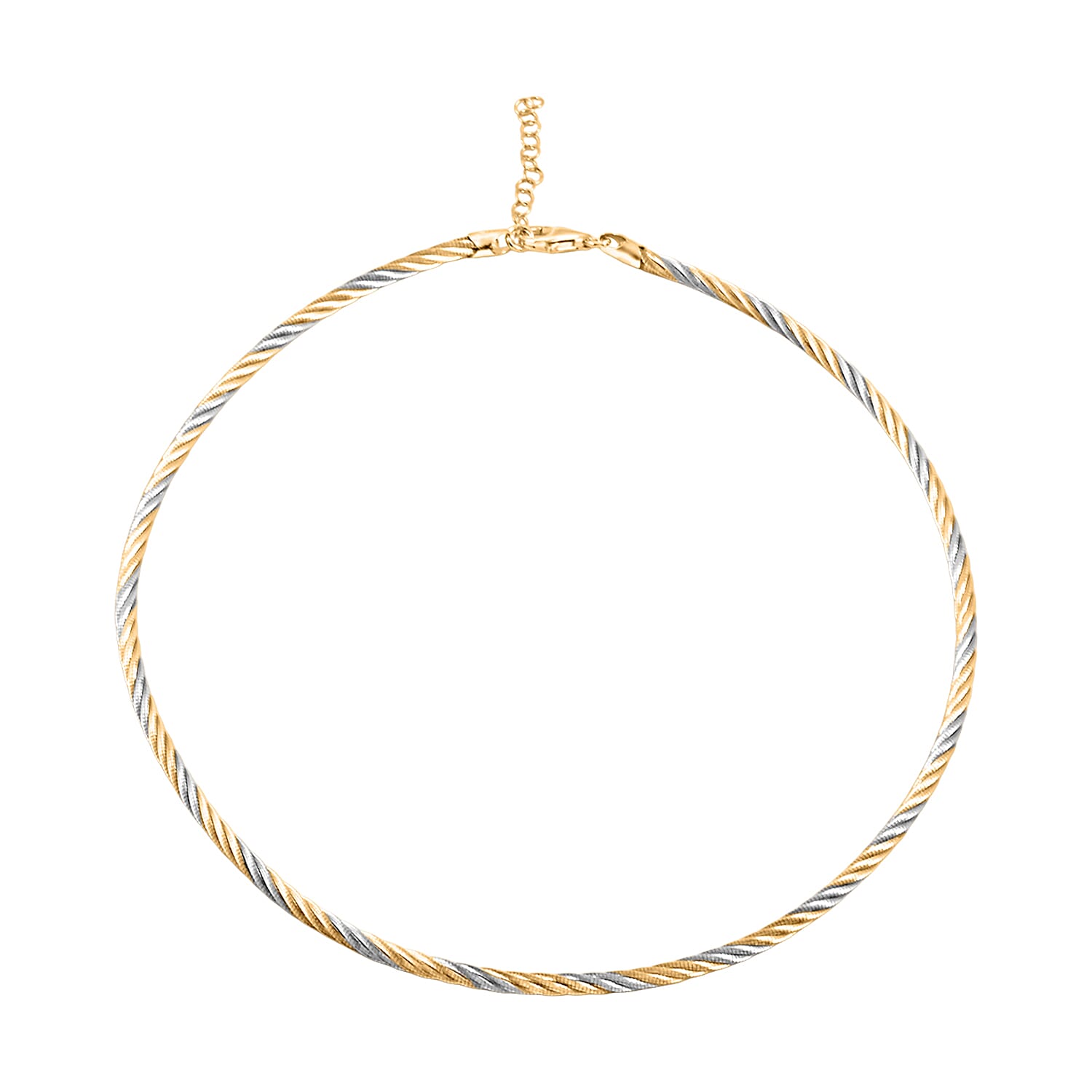 Italian Twisted Omega Chain Necklace in 14K YG and Rhodium Over Sterling Silver 19.25 Grams 17 Inches