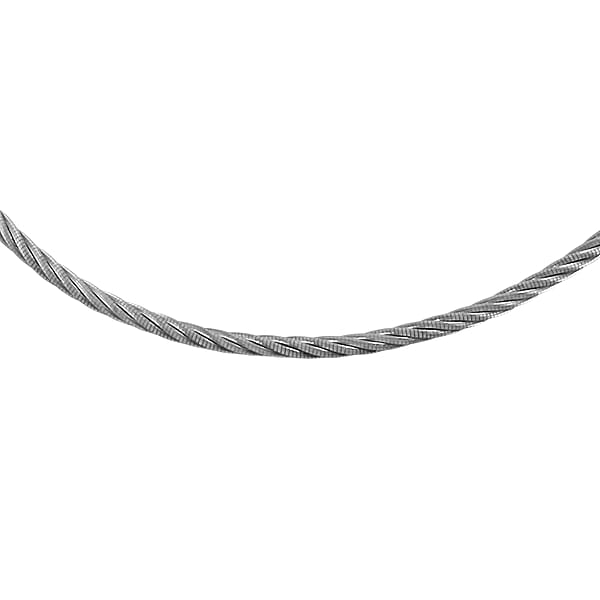 Italian Twisted Omega Chain Necklace In Sterling Silver 20.21 Grams 17 Inches