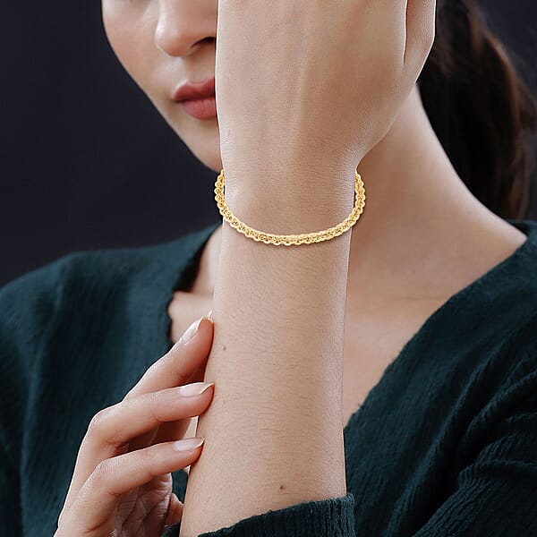 Italian Vortex Chain Bracelet In 14K Yellow Gold Over Sterling Silver (7.00 In) 6.92 Grams