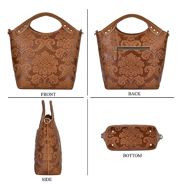Italy Retro Noble Collection Brown Color Genuine Leather Crossbody Bag With Handle Drop And Shoulder Strap