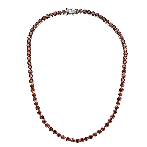 J Francis Embellished With Caramel Zirconia By Swarovski 71.40 Ctw Celestial Radiance Necklace In Rhodium Over Sterling Silver 18 Inches