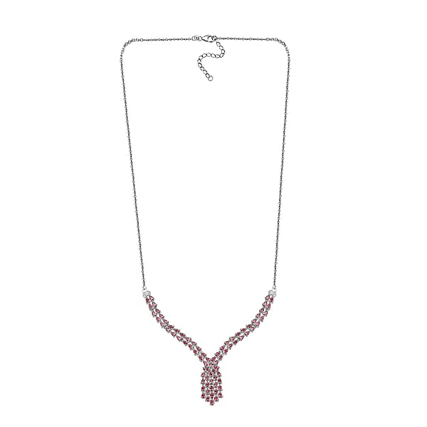 J Francis Embellished With Fancy Pink Zirconia By Swarovski 6.25 Ctw Waterfall Necklace In Rhodium Over Sterling Silver 18 Inches