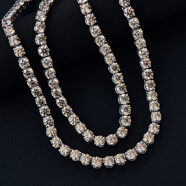 J Francis Embellished With Fancy Yellow Zirconia By Swarovski 73.25 Ctw Celestial Radiance Necklace In Rhodium Over Sterling Silver 18 Inches