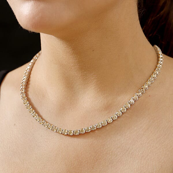 J Francis Embellished With Fancy Yellow Zirconia By Swarovski 73.25 Ctw Celestial Radiance Necklace In Rhodium Over Sterling Silver 18 Inches