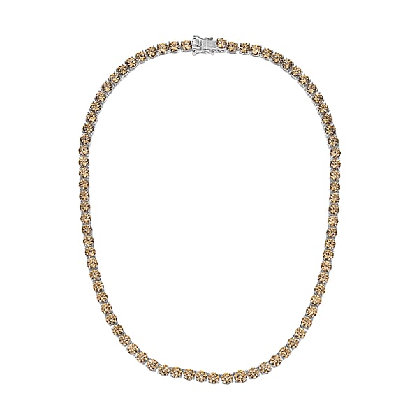 J Francis Embellished With Fancy Yellow Zirconia By Swarovski 73.25 Ctw Celestial Radiance Necklace In Rhodium Over Sterling Silver 18 Inches