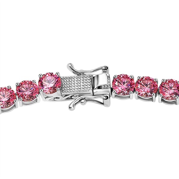 J Francis Embellished With Pink Zirconia By Swarovski 75.10 Ctw Celestial Radiance Necklace In Rhodium Over Sterling Silver 18 Inches