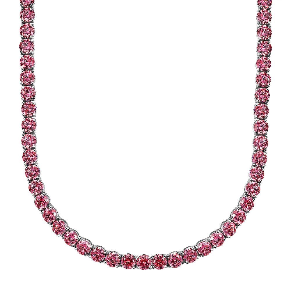 J Francis Embellished with Pink Zirconia by Swarovski 75.10 ctw Celestial Radiance Necklace in Rhodium Over Sterling Silver 18 Inches