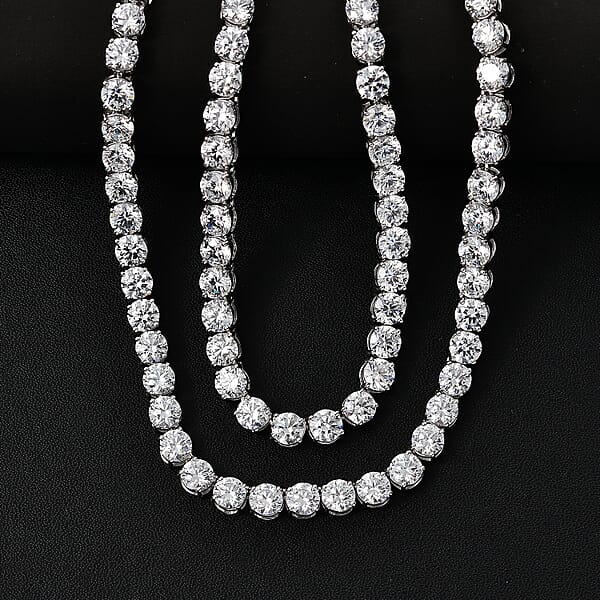 J Francis Embellished With Zirconia By Swarovski 72.90 Ctw Celestial Radiance Necklace In Rhodium Over Sterling Silver 18 Inches