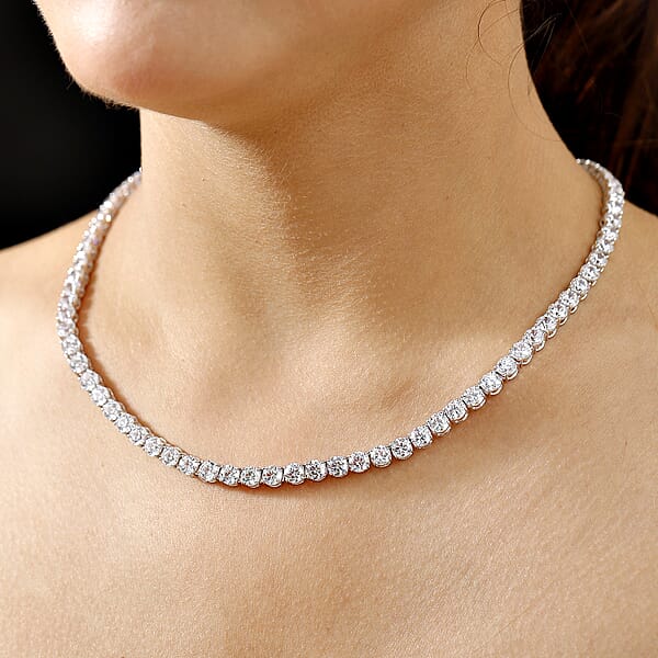 J Francis Embellished With Zirconia By Swarovski 72.90 Ctw Celestial Radiance Necklace In Rhodium Over Sterling Silver 18 Inches