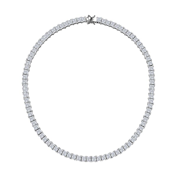 J Francis Embellished With Zirconia By Swarovski 87.90 Ctw Iconic Tennis Necklace 18 Inches In Rhodium Over Sterling Silver