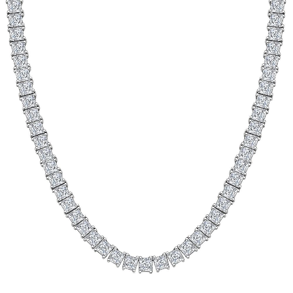 J Francis Embellished with Zirconia by Swarovski 87.90 ctw Iconic Tennis Necklace 18 Inches in Rhodium Over Sterling Silver