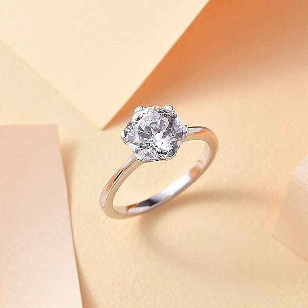 J Francis Zirconia By Swarovski Solitaire Ring In 10K White Gold 3.35 Ctw