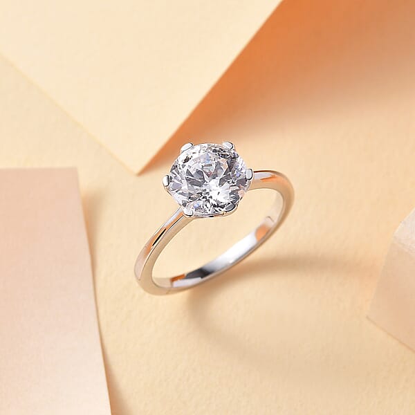 J Francis Zirconia By Swarovski Solitaire Ring In 10K White Gold 3.35 Ctw