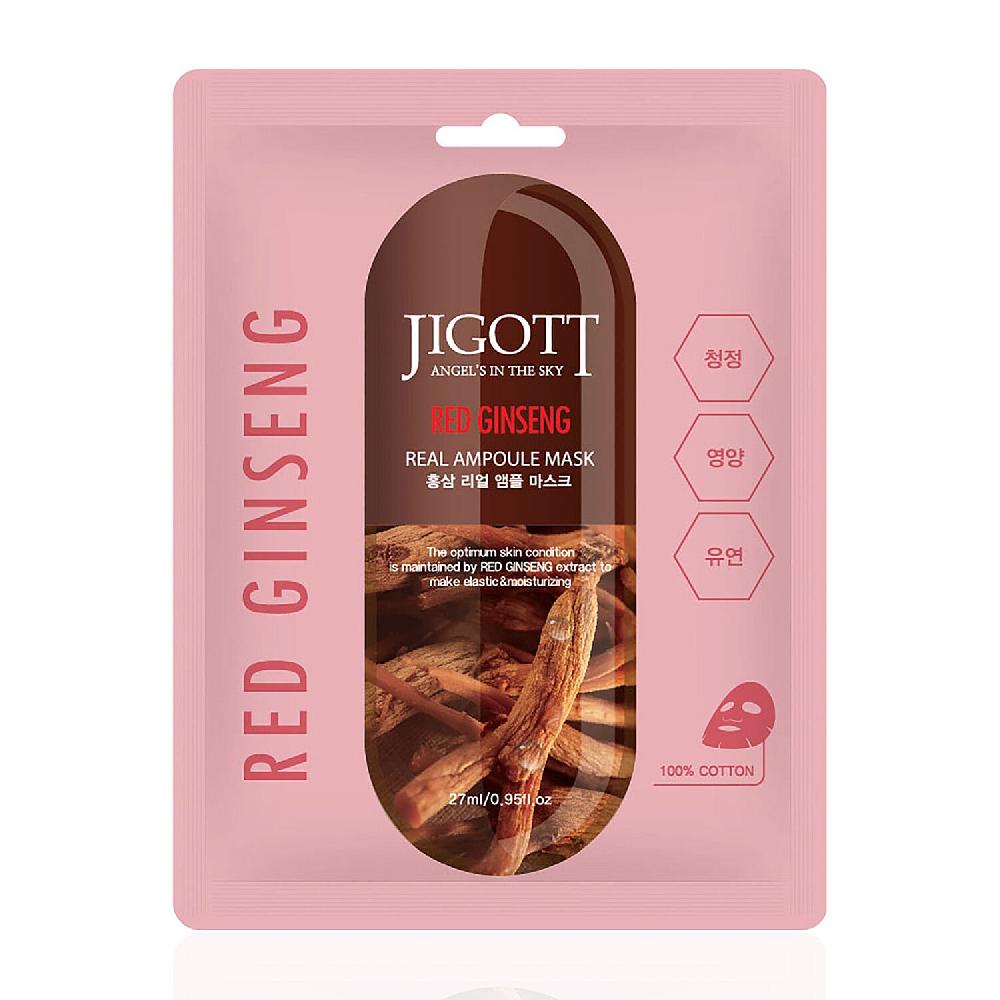 JIGOTT Real Ampoule Cotton Mask Regenerating Collection- Collagen Lotus & Red Ginseng (3x10 each) Made in Korea