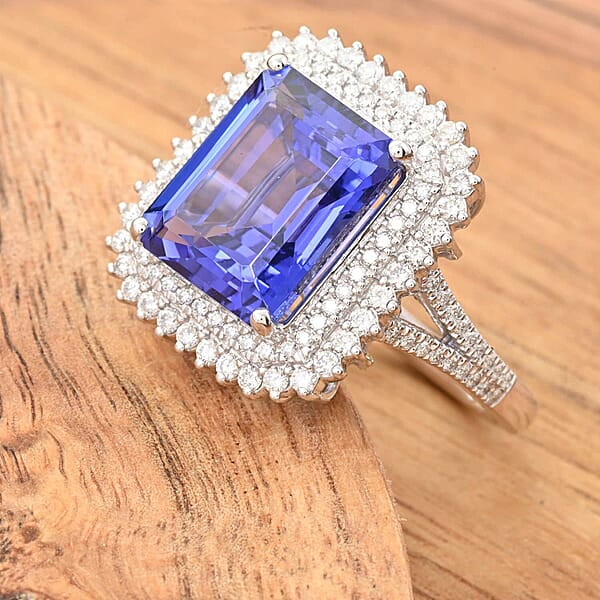 Jubilee Certified & Appraised Rhapsody AAAA Tanzanite And E-F VS Diamond 7.60 Ctw Ring In 950 Platinum 9.90 Grams
