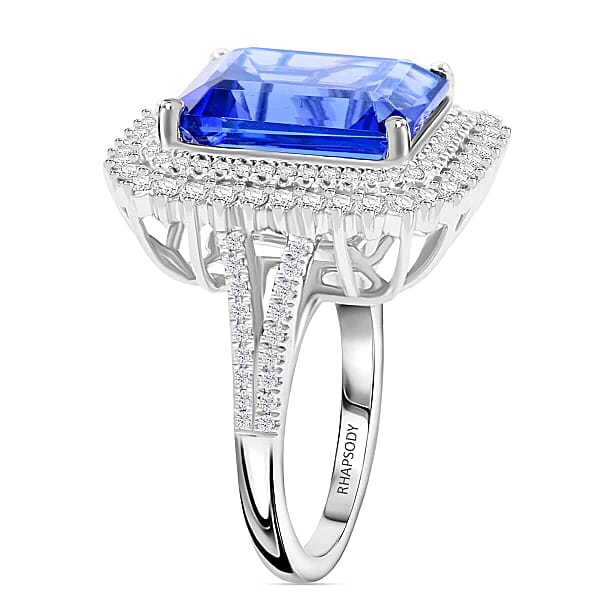 Jubilee Certified & Appraised Rhapsody AAAA Tanzanite And E-F VS Diamond 7.60 Ctw Ring In 950 Platinum 9.90 Grams