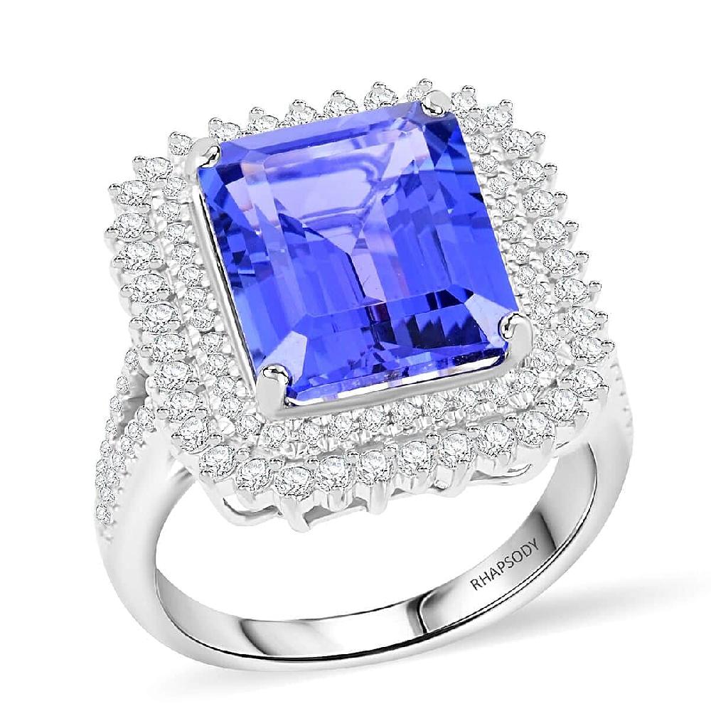 Jubilee Certified & Appraised Rhapsody AAAA Tanzanite and E-F VS Diamond 7.60 ctw Ring in 950 Platinum 9.90 Grams