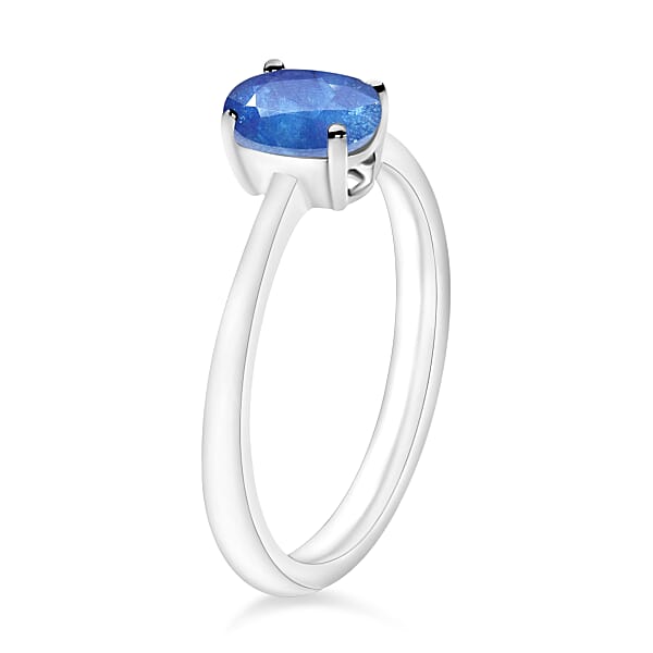 Kanchanaburi Blue Sapphire 0.90 Ctw Solitaire Ring In Platinum Over Sterling Silver (Del. In 10-12 Days)