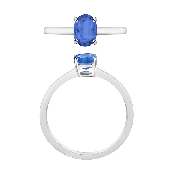 Kanchanaburi Blue Sapphire 0.90 Ctw Solitaire Ring In Platinum Over Sterling Silver (Del. In 10-12 Days)