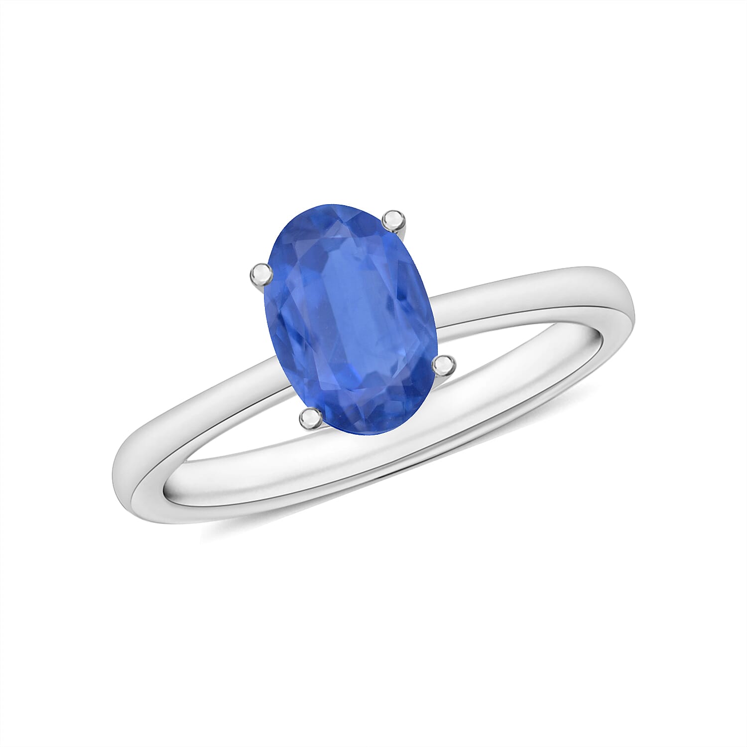Kanchanaburi Blue Sapphire 0.90 ctw Solitaire Ring in Platinum Over Sterling Silver (Del. in 10-12 Days)
