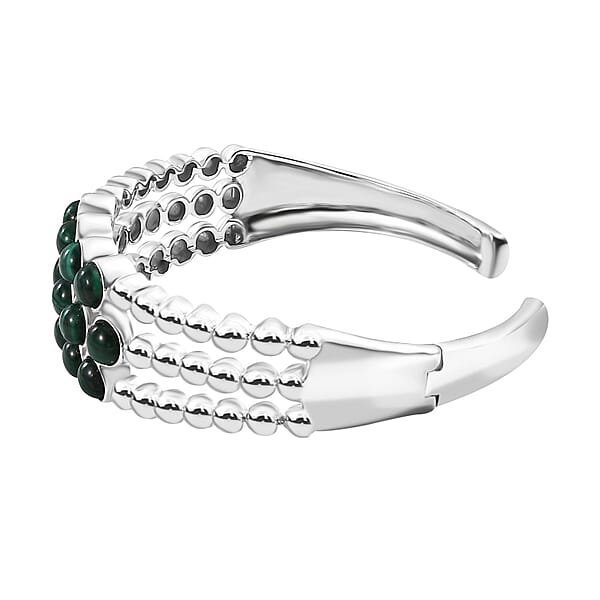 Karis African Malachite 16.40 Ctw Cuff Bracelet In Platinum Bond (7.25 In)