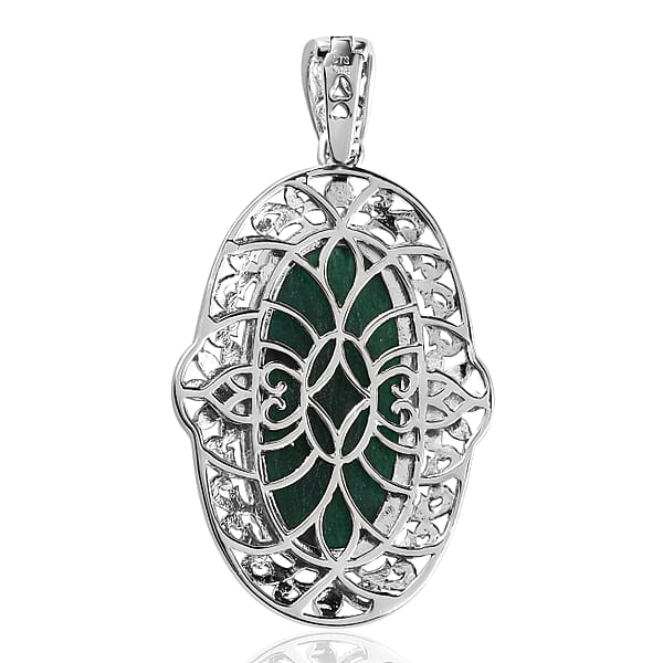 Karis Green Aventurine 24.40 Ctw Pendant Without Chain In Platinum Bond