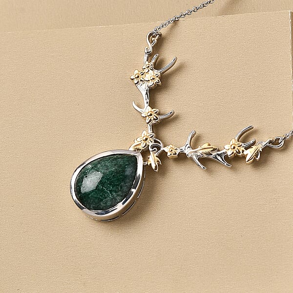 Karis Green Aventurine Necklace In 18K YG Plated And Stainless Steel 18 Inches Tarnish-Free Waterproof Sweat Proof Jewelry