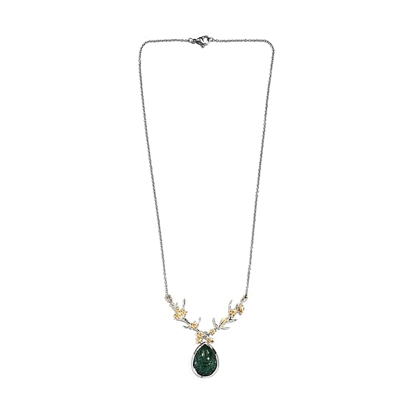Karis Green Aventurine Necklace In 18K YG Plated And Stainless Steel 18 Inches Tarnish-Free Waterproof Sweat Proof Jewelry